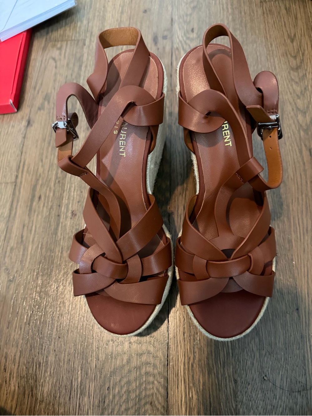 Brown Braided Espadrille Wedge Sandals